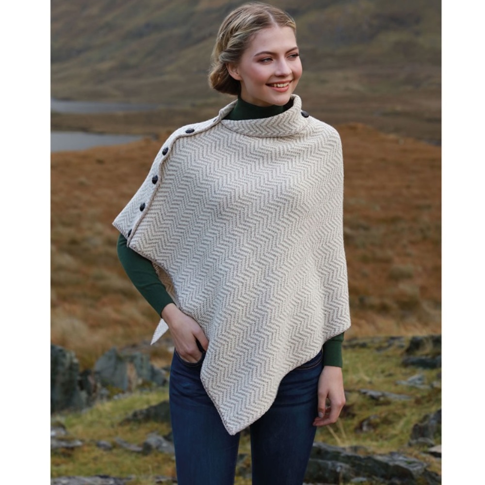 Merino Wool Herringbone Poncho